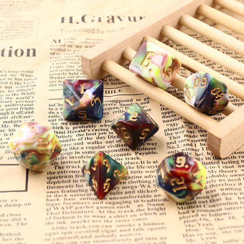 Mystic Swirl Dice Set – Multicolor Resin Dice for Dungeons & Dragons