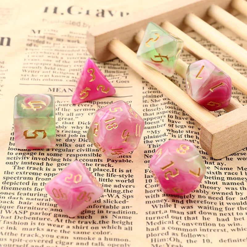 Mystic Swirl Dice Set – Multicolor Resin Dice for Dungeons & Dragons