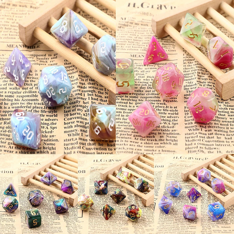 Mystic Swirl Dice Set – Multicolor Resin Dice for Dungeons & Dragons