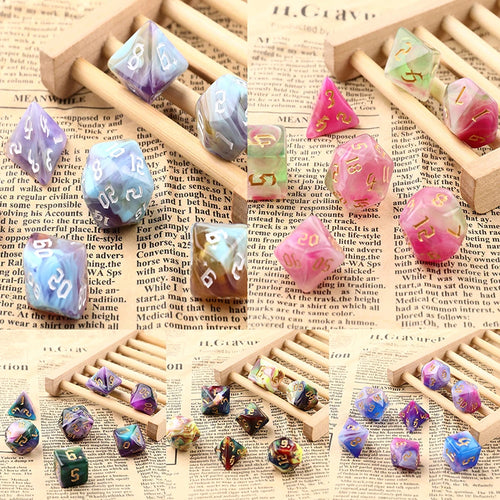Mystic Swirl Dice Set – Multicolor Resin Dice for Dungeons & Dragons