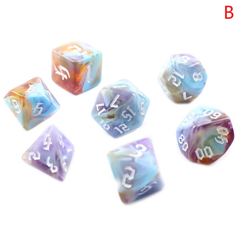 Mystic Swirl Dice Set – Multicolor Resin Dice for Dungeons & Dragons