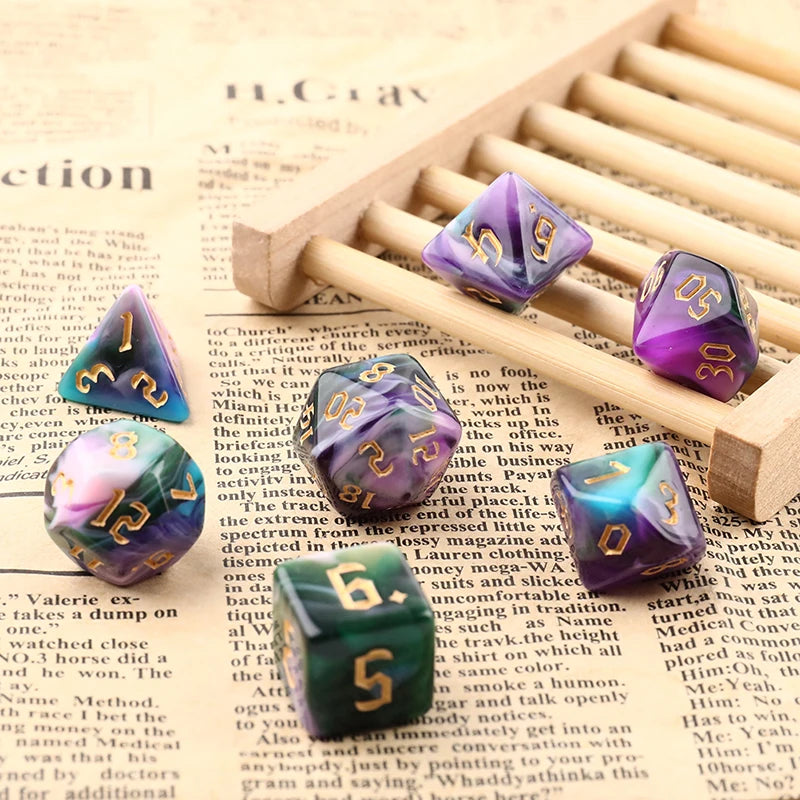 Mystic Swirl Dice Set – Multicolor Resin Dice for Dungeons & Dragons