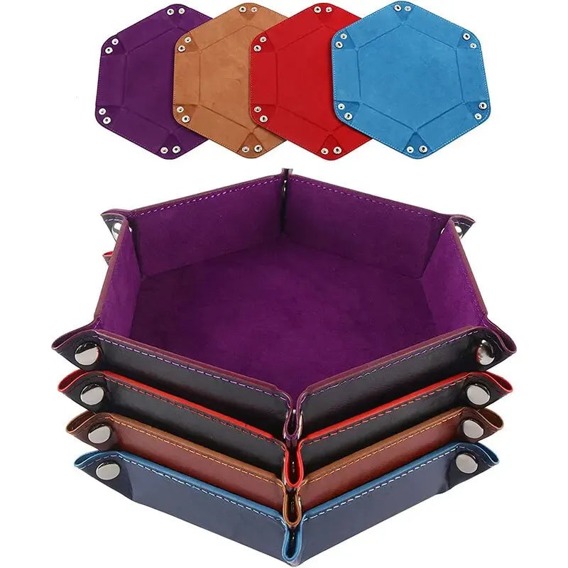 Hex of Holding™ – Foldable Hexagonal Dice Rolling Tray (Multicolor Magic Edition)