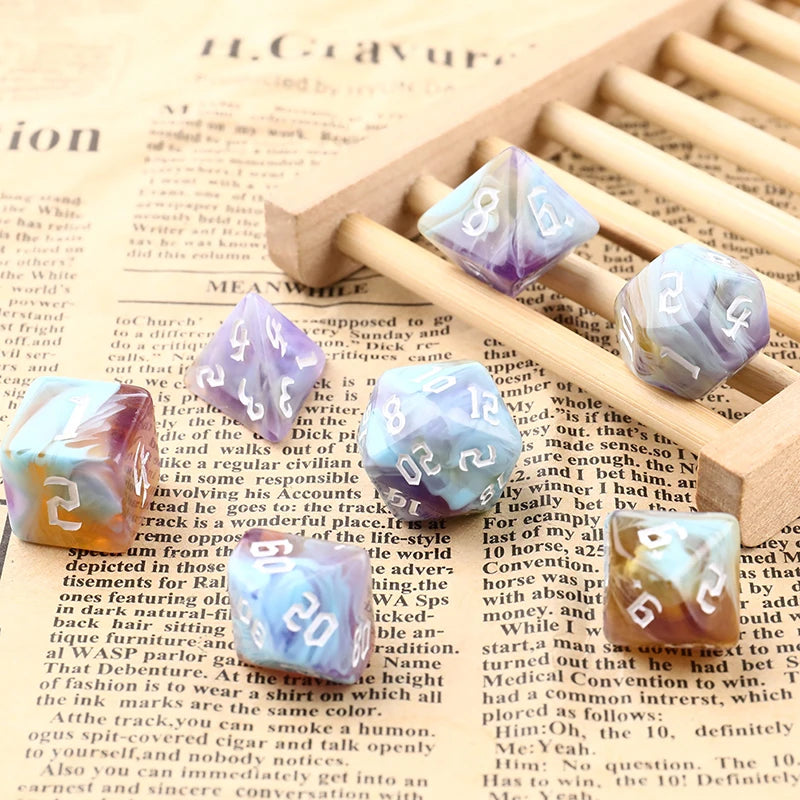 Mystic Swirl Dice Set – Multicolor Resin Dice for Dungeons & Dragons